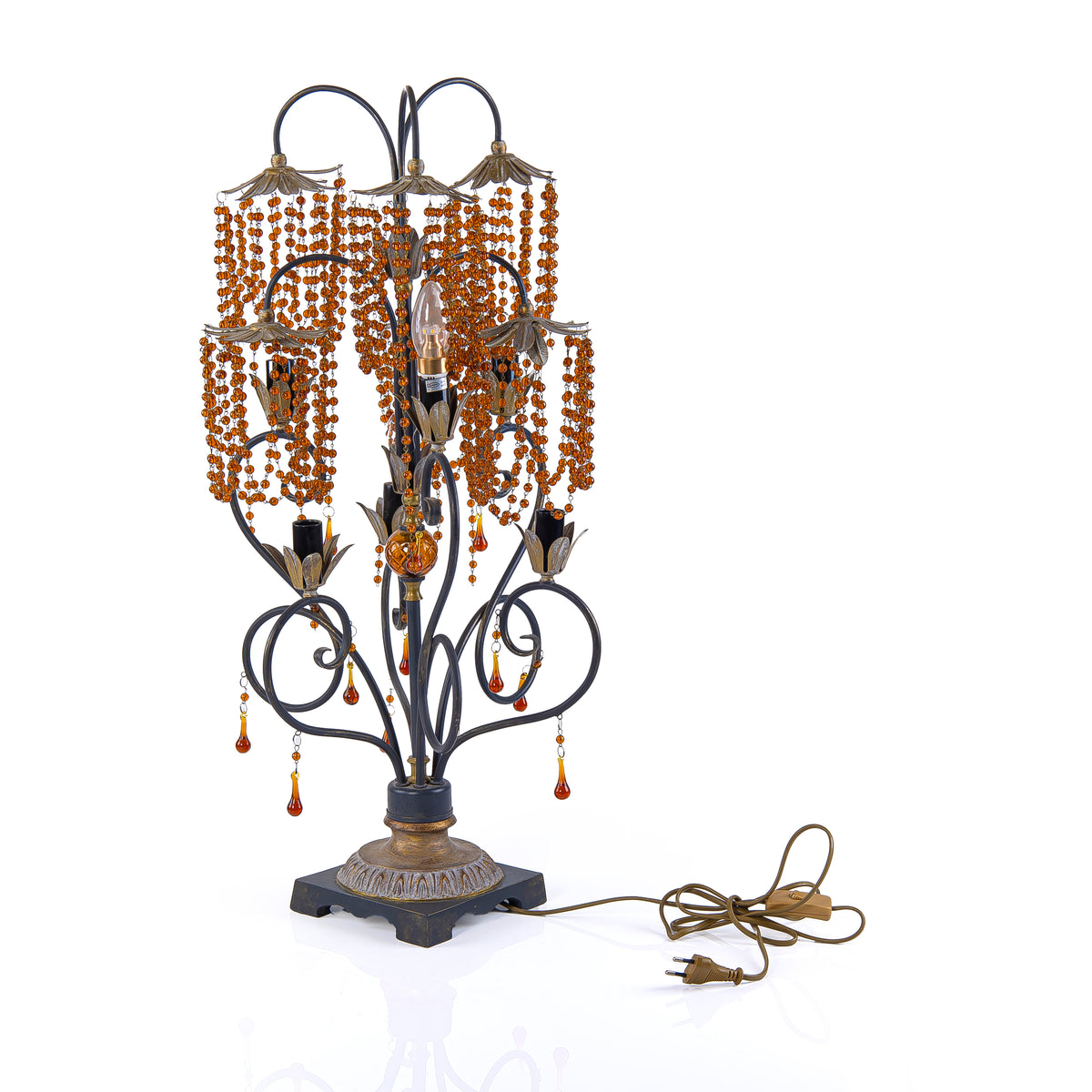 Vintage Crystal Shade Lamp with 6 Lights
