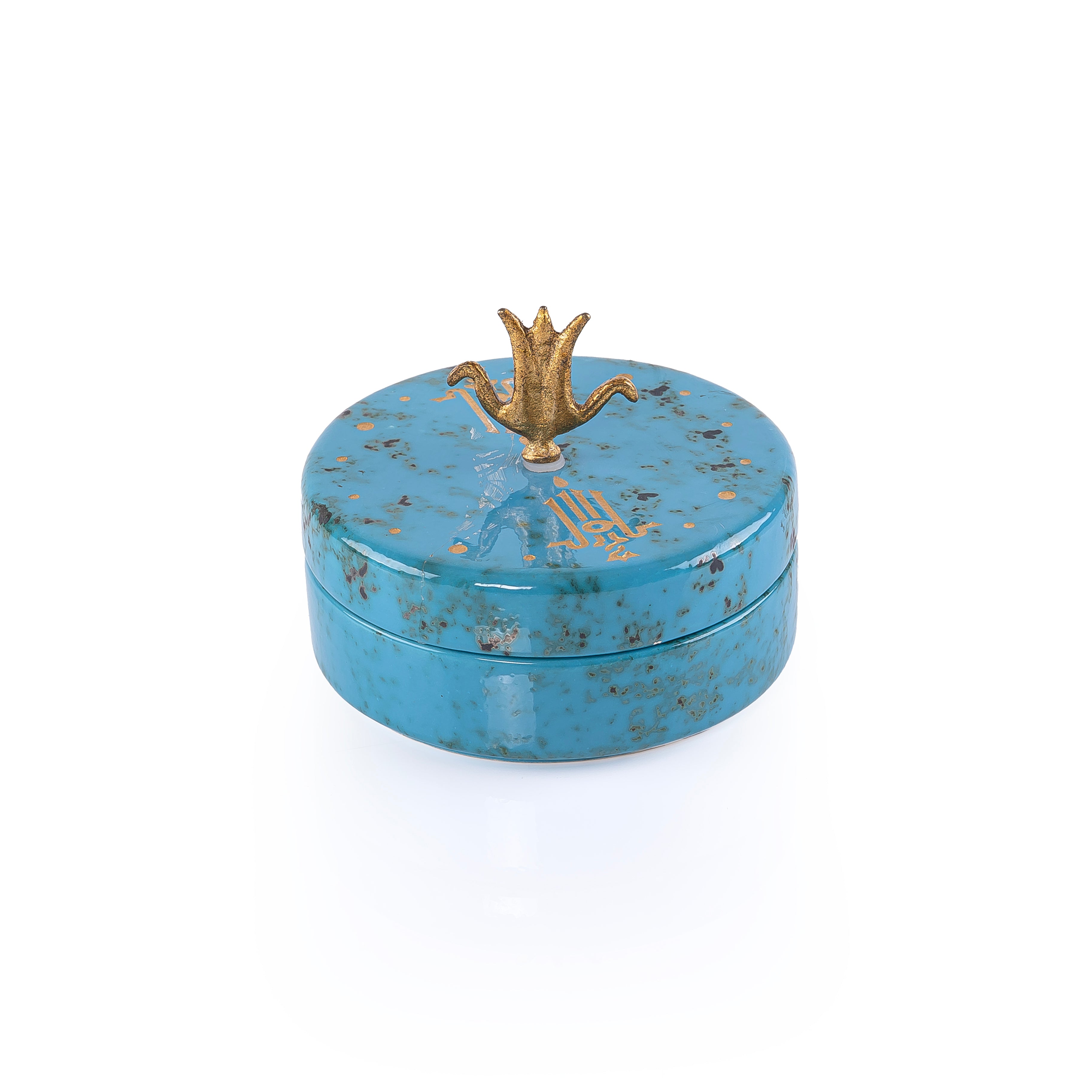 Vintage Ceramic circular Jewelry Box - Blue