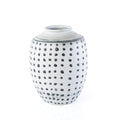 White Ceramic Vase with Black Dot Pattern