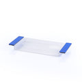 Clear Acrylic Serving Tray with Blue Handles