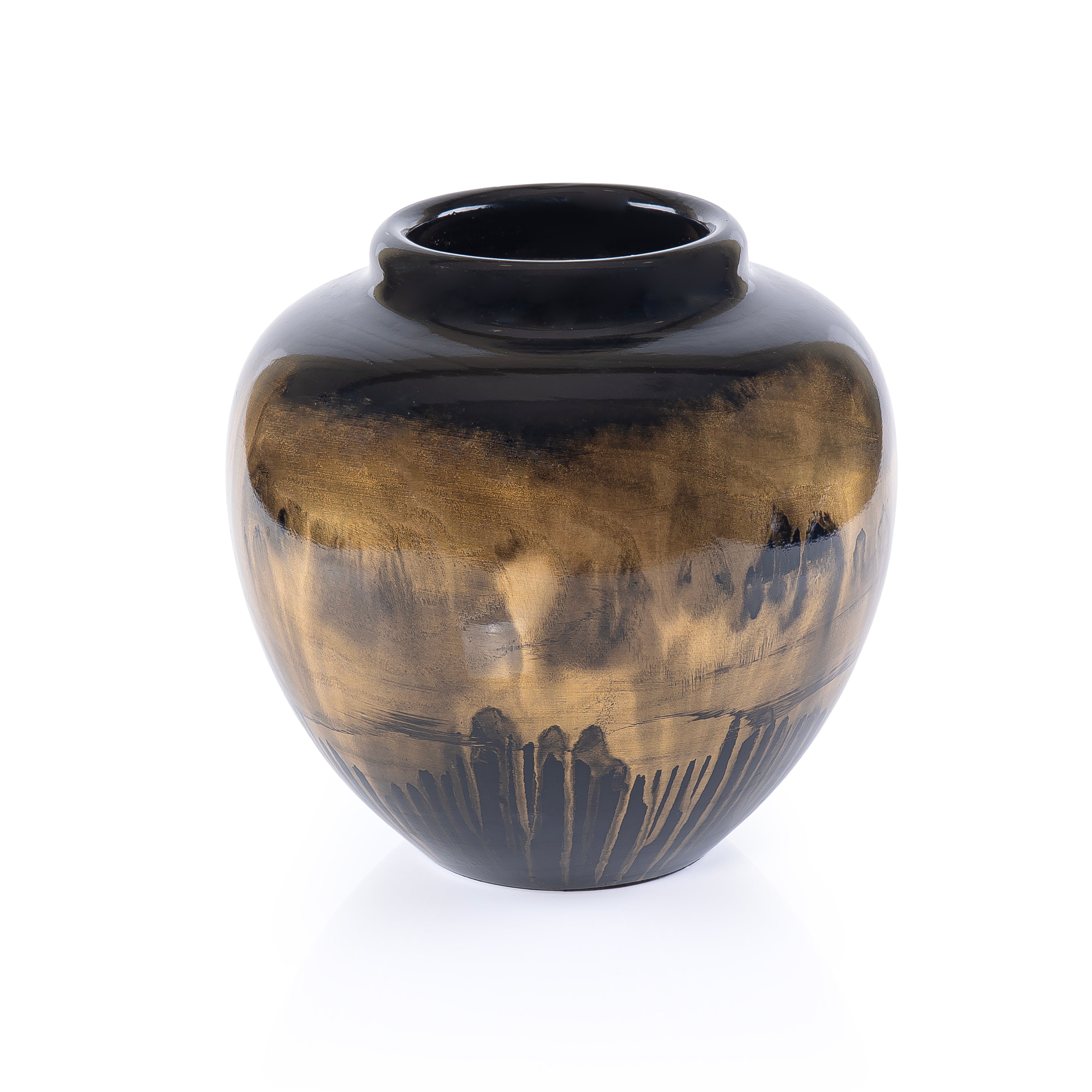 Black & Gold Gradient Ceramic Vase