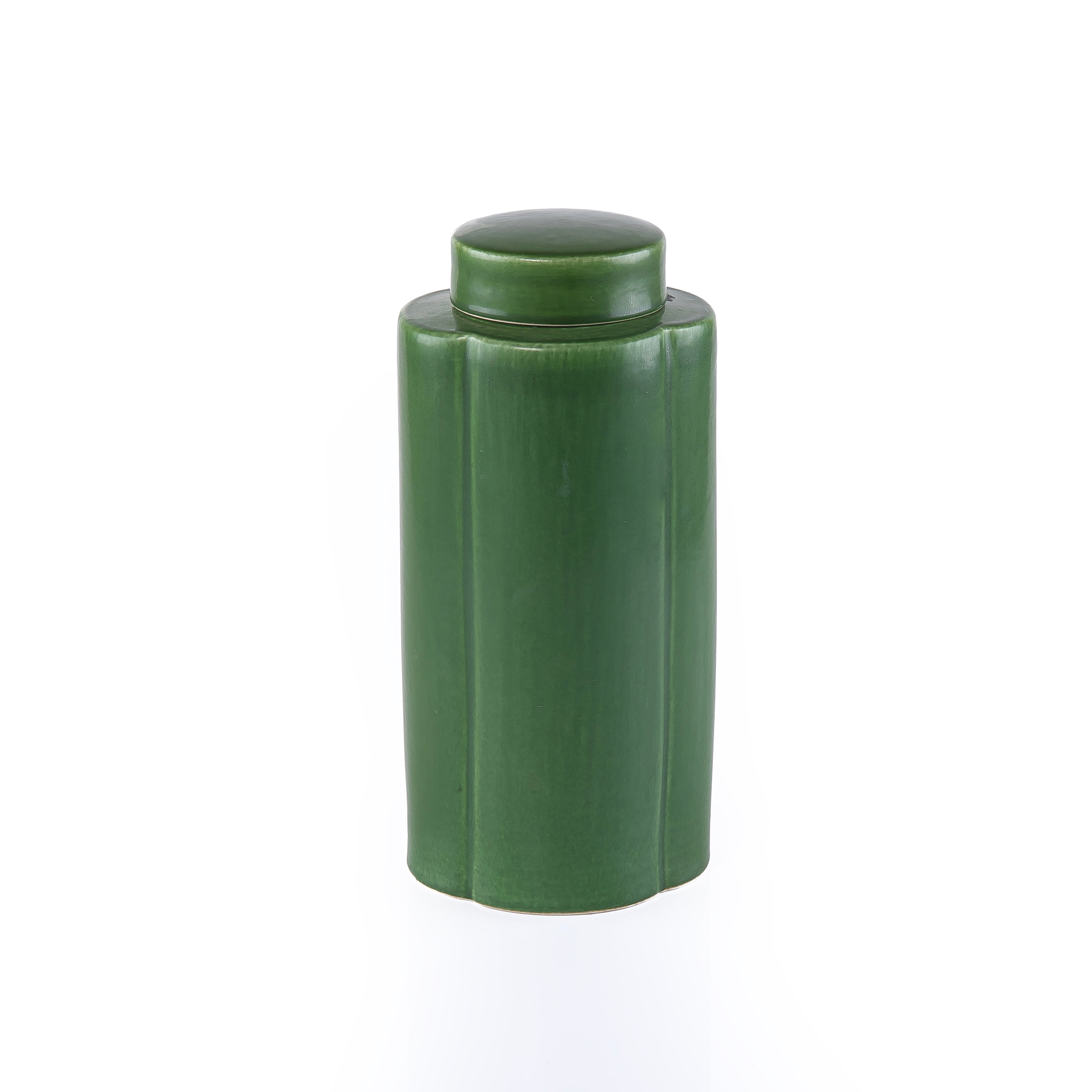 Large Ceramic Jar with Lid - Green