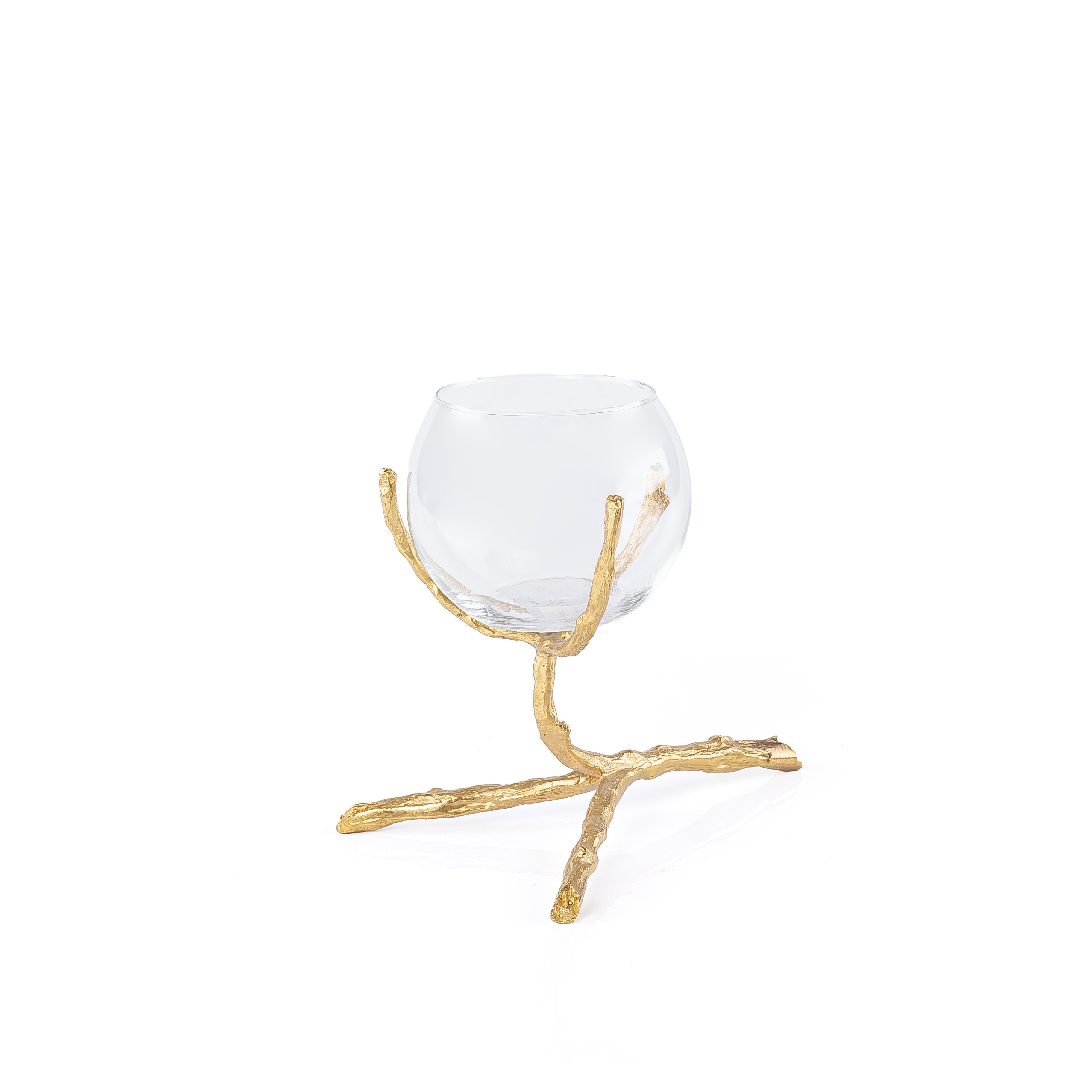 Glass Candle Holder with Gold Branch Stand