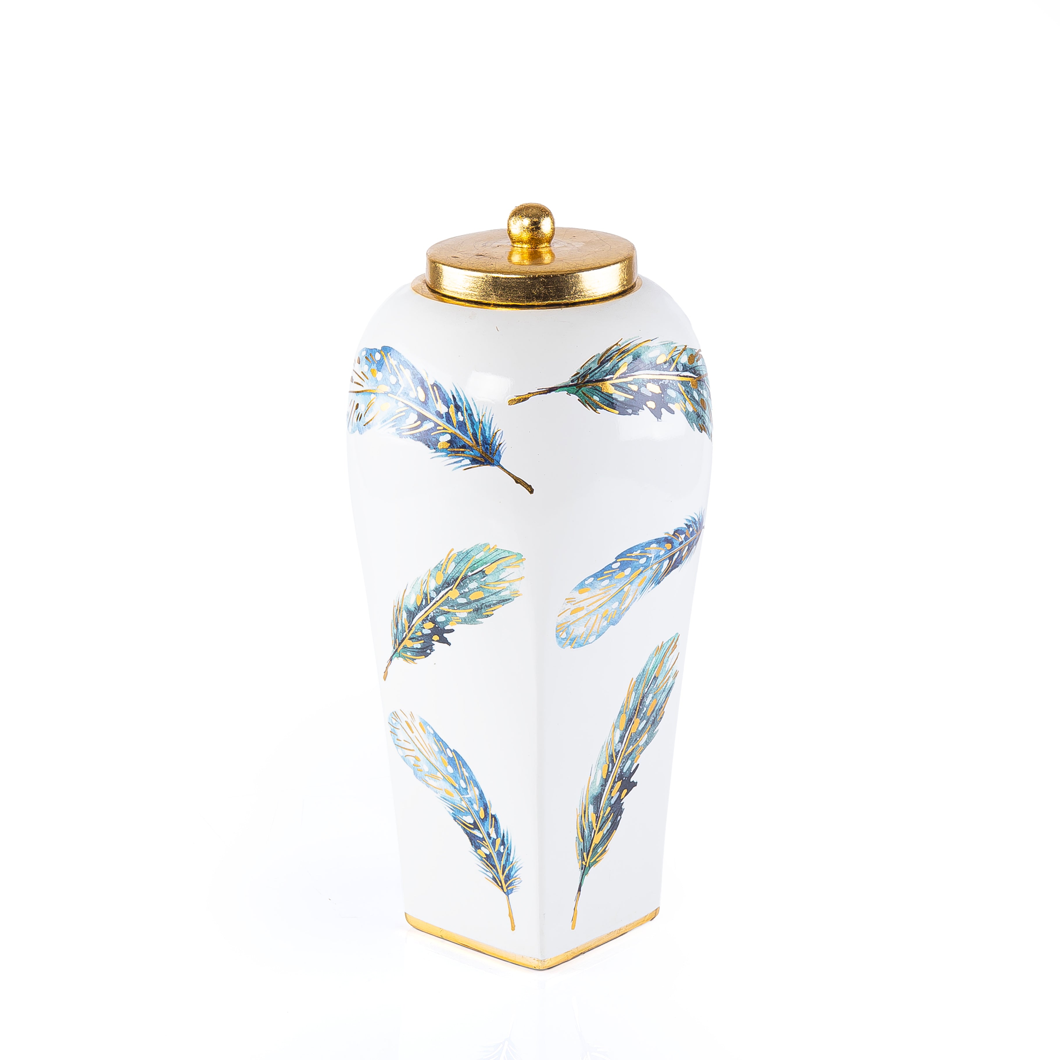 Elegant Ceramic Pot with Gold Lid