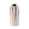 Plaid Decorative Jar with Gold Lid