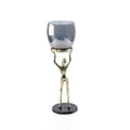 Glass Candle Holder With Metal Sculpture Base - Small