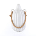 Ceramic Vase with Rope - White