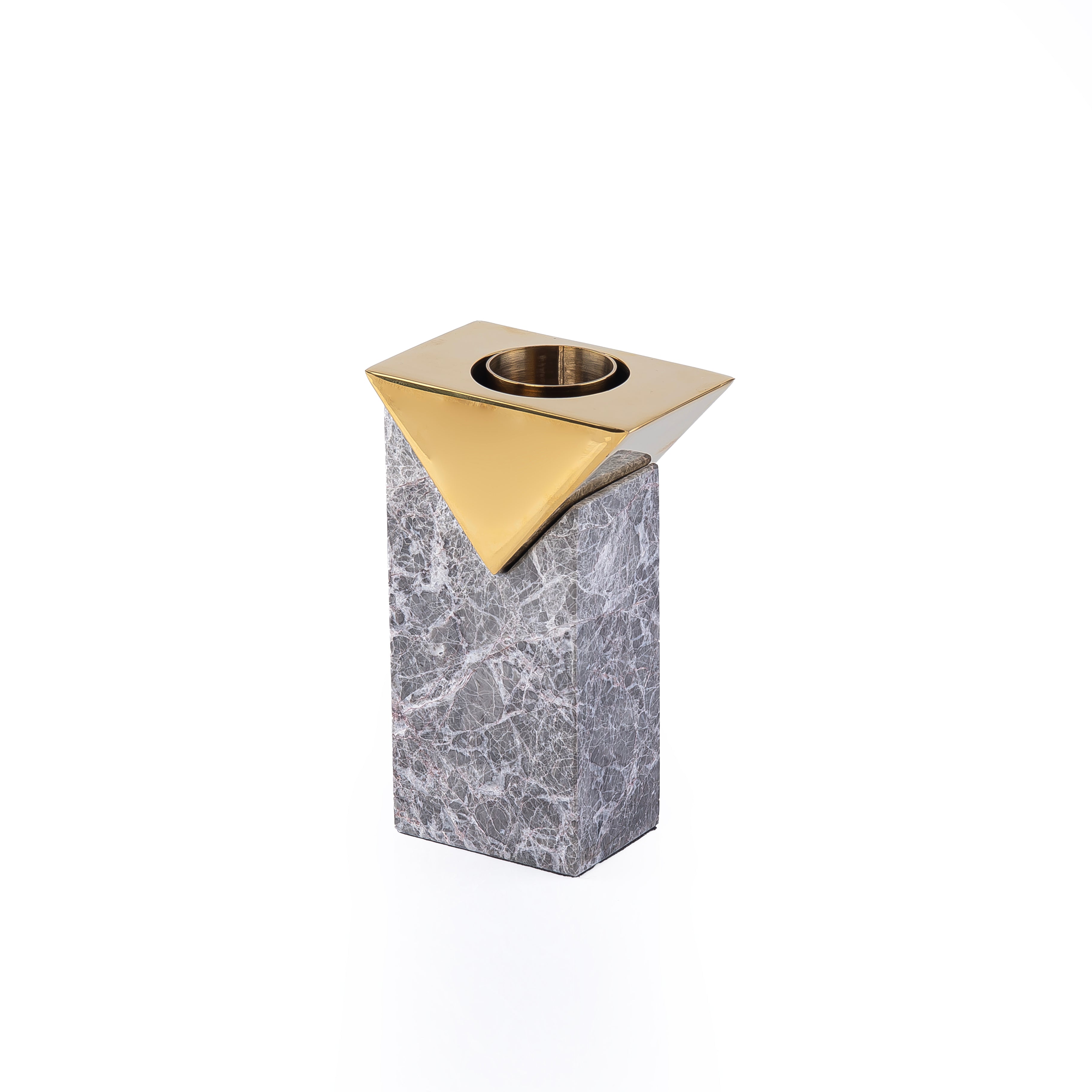 Marble and Metal Large Mabkhar - Gray & Gold