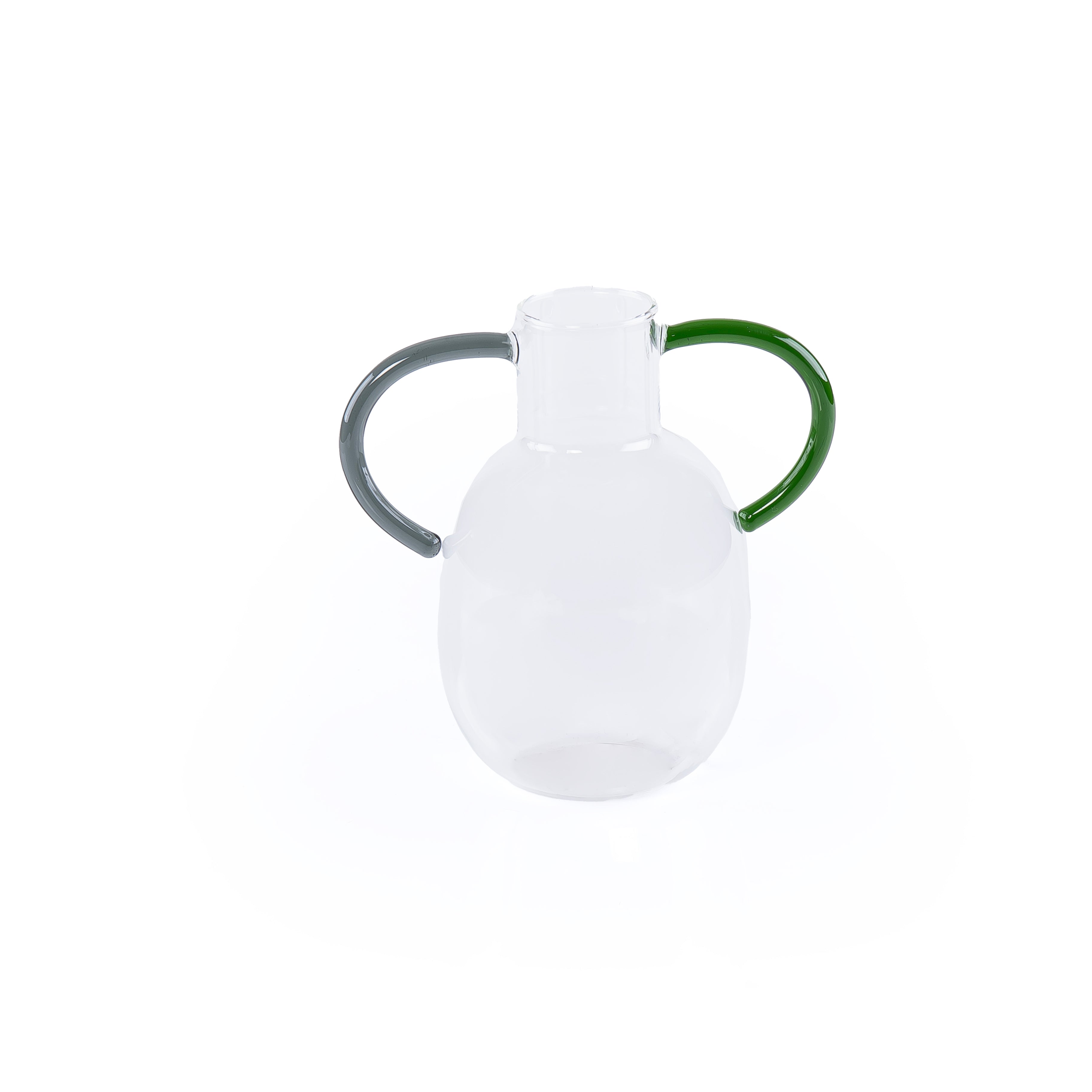 Clear Glass Decor Vase with Dual-Colored Handles