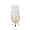 Unique Glass Vase With Metal Base - White & Gold