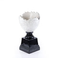 Medium Cracked Marble Eggshell Pedestal Décor