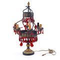 Imperial Crown Cryustal Lamp with 6 Lights Black, Red Beeds