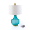 Modern Blue Glass Table Lamp with White Shade