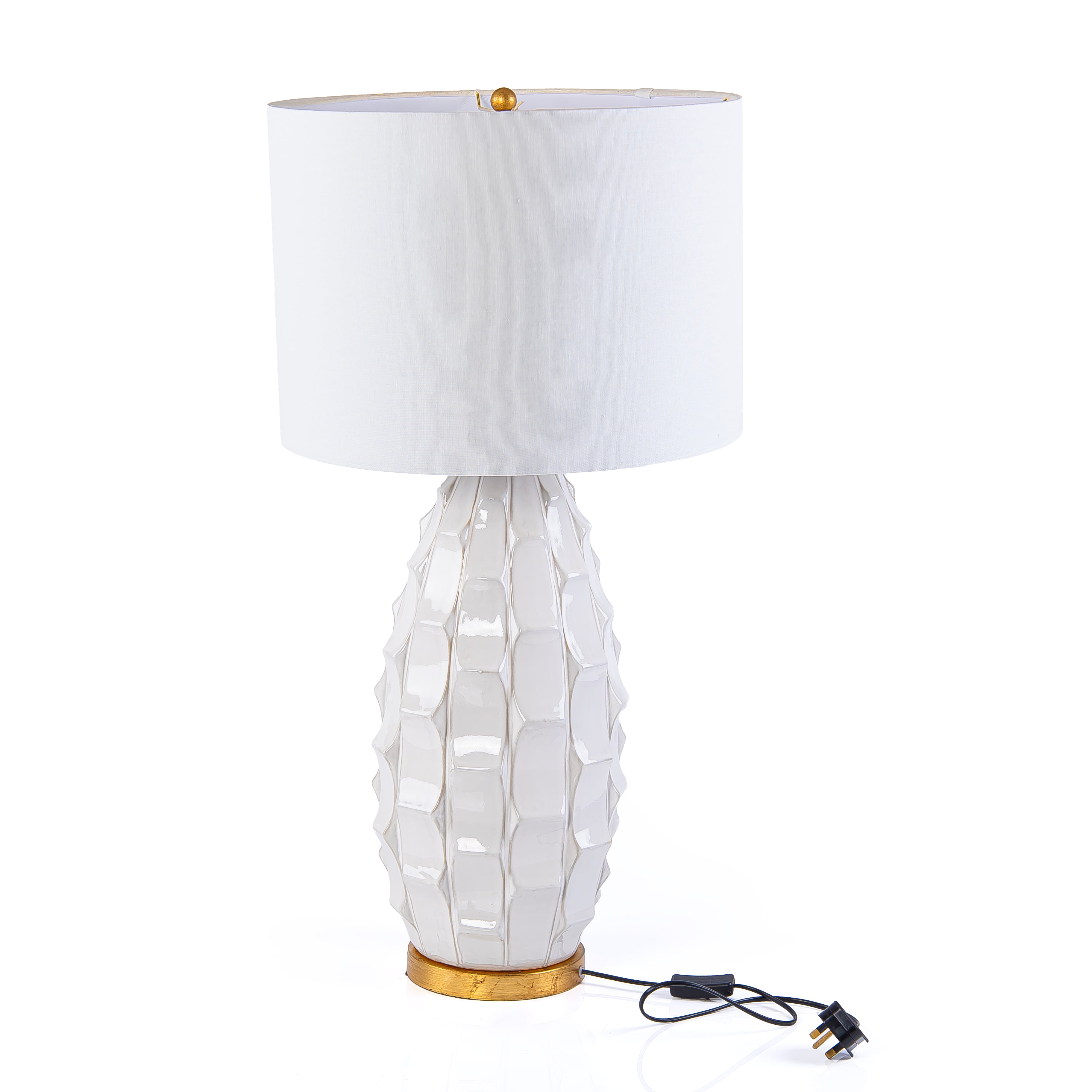 Geometric White Ceramic Table Lamp