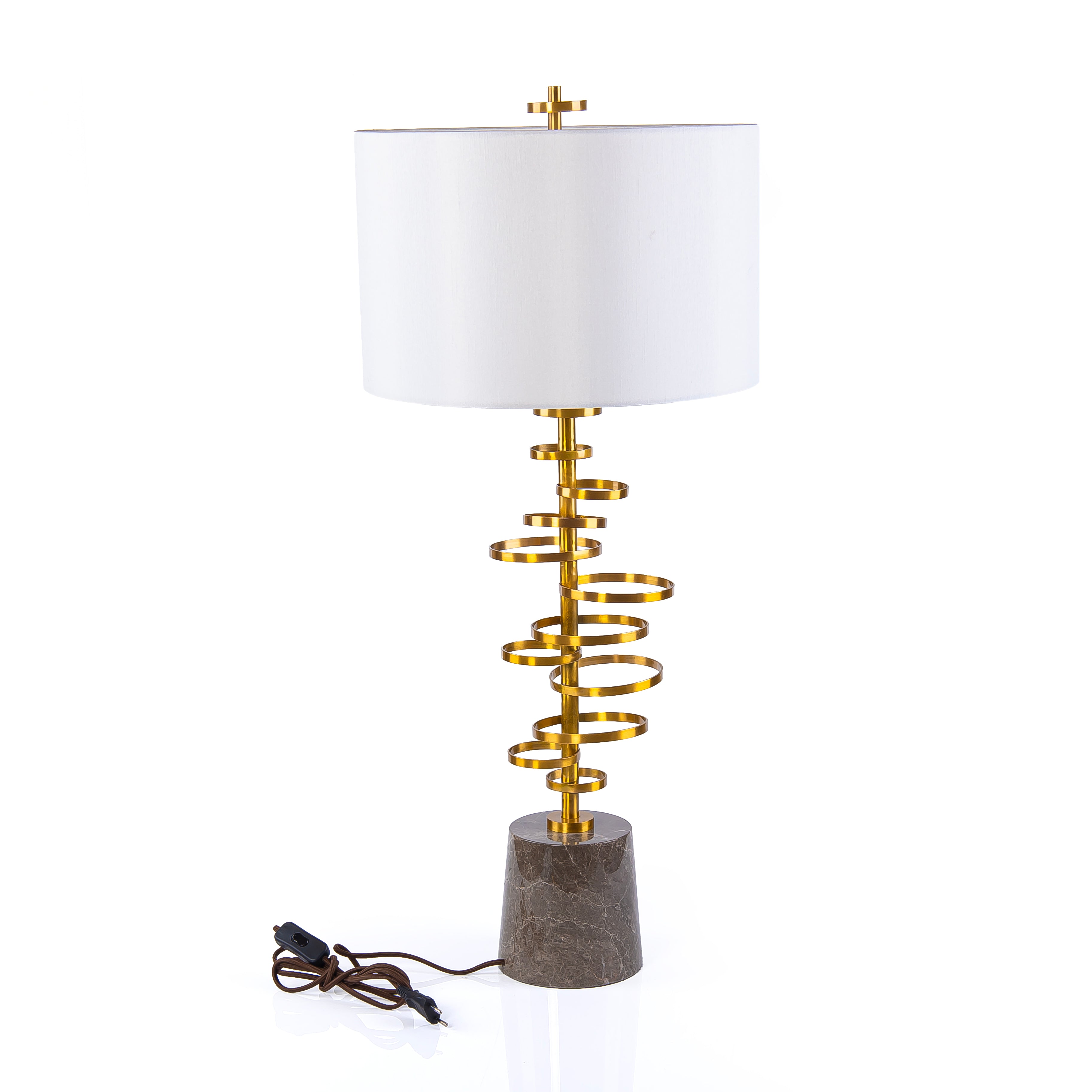 Spiral Gold & Marble Base Table Lamp