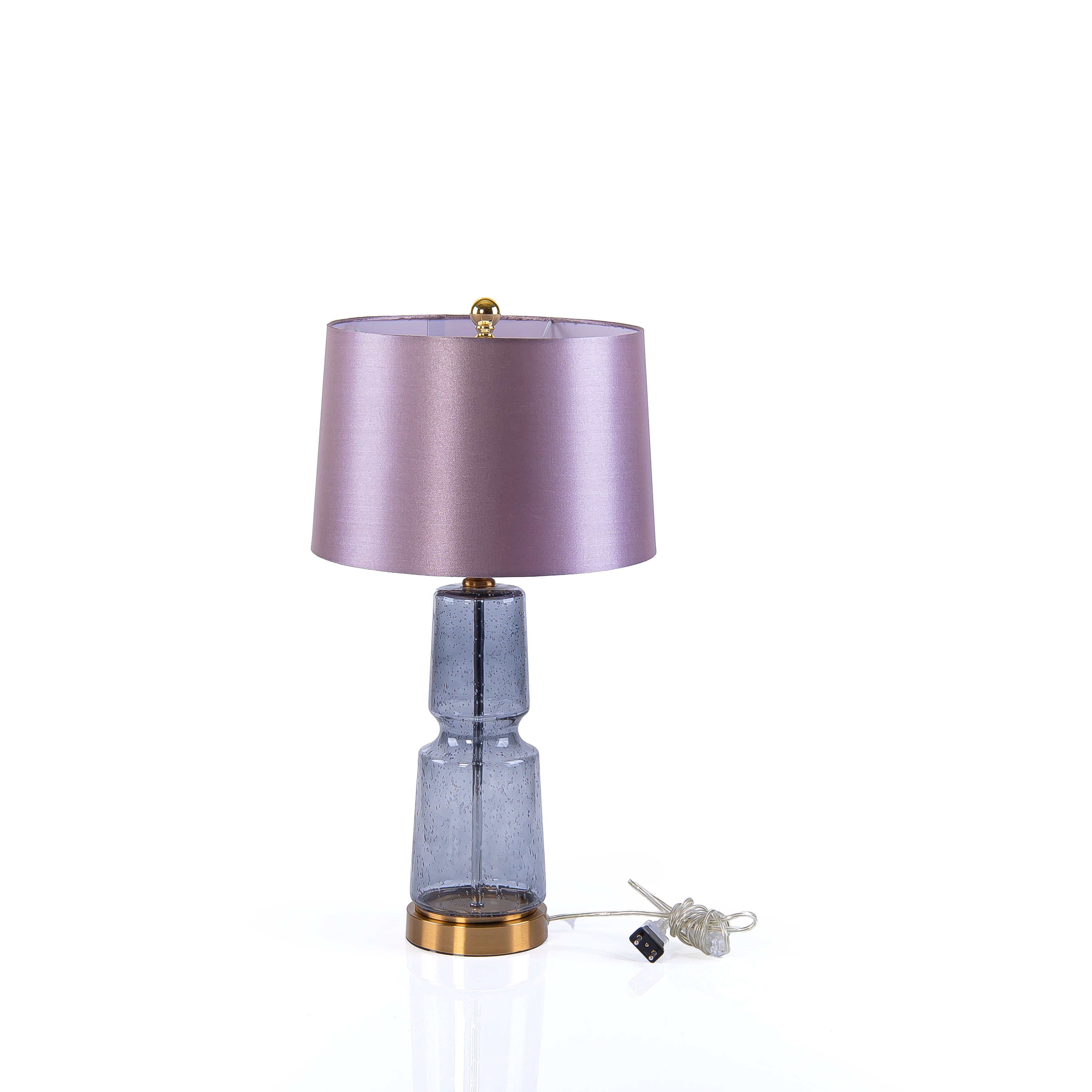 Textured Blue Glass & Gold Table Lamp