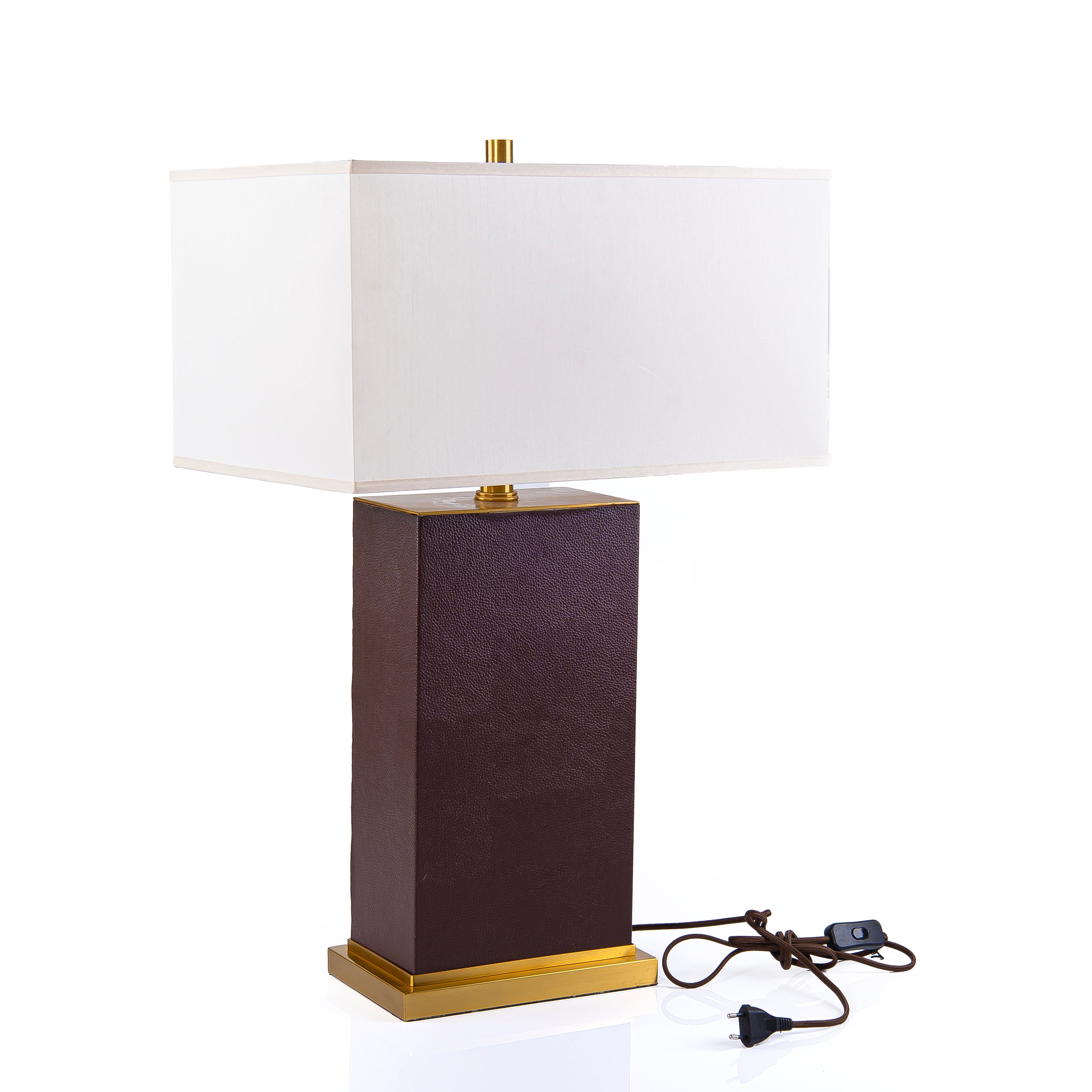 Dark Textured Base & White Shade Table Lamp