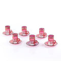 Set of 6 Glass Teacups with Matching Saucers
