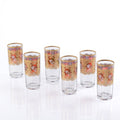 Set of 6 Tall Glasses with Ornate Gold Rim