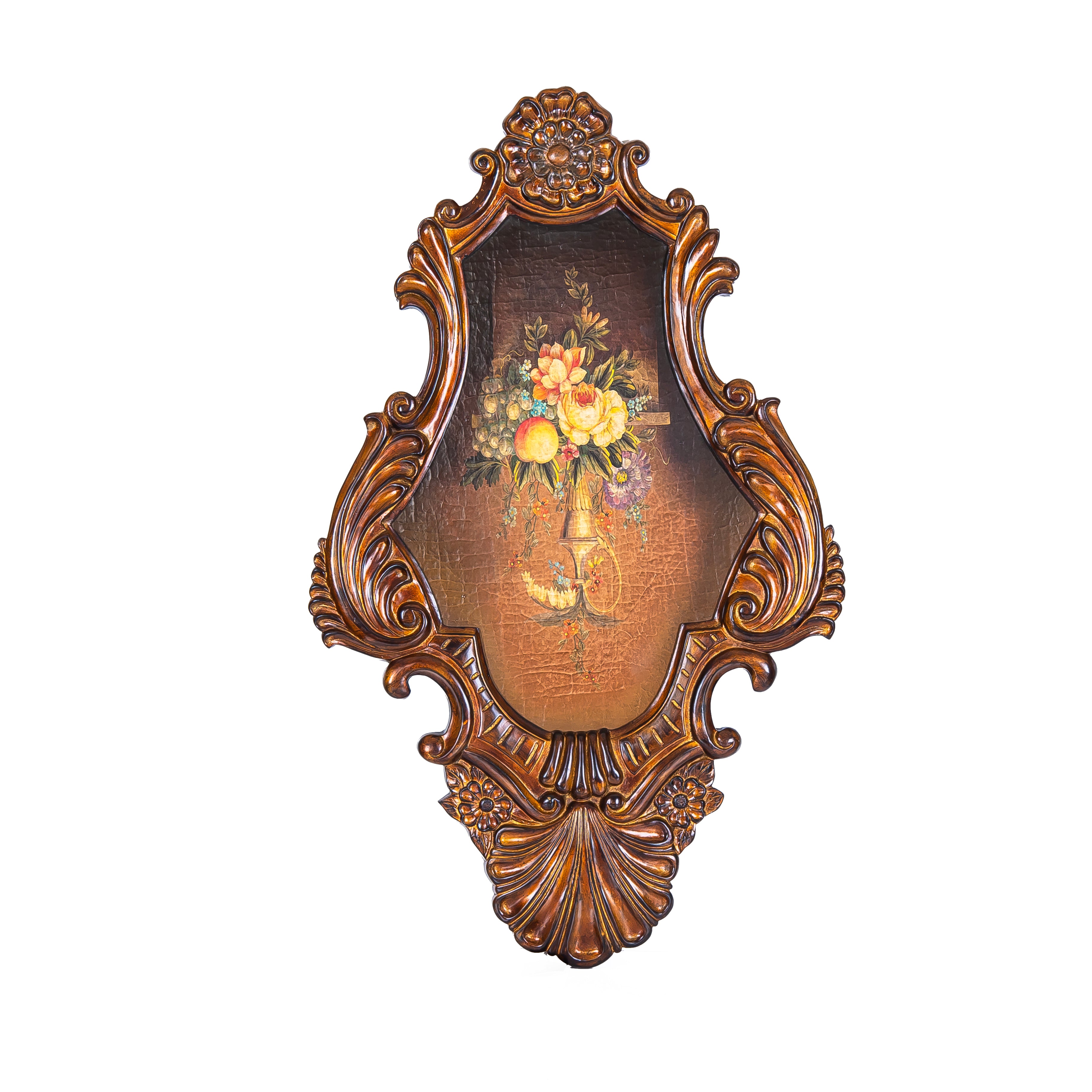 Wooden Wall Panel with Resin Frame & Candle Holders