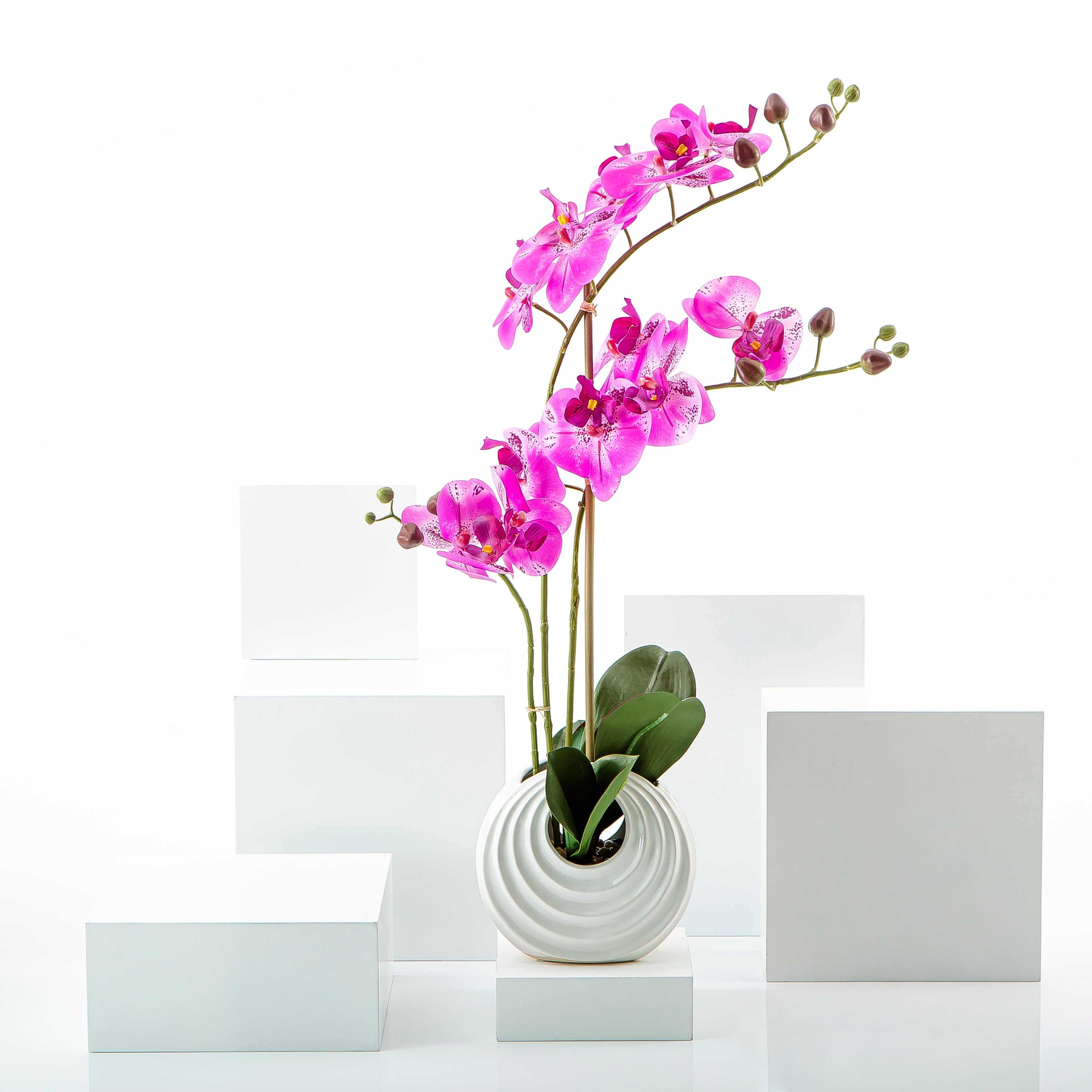 Artificial Orchid with a Natural Texture and Pot - Pink