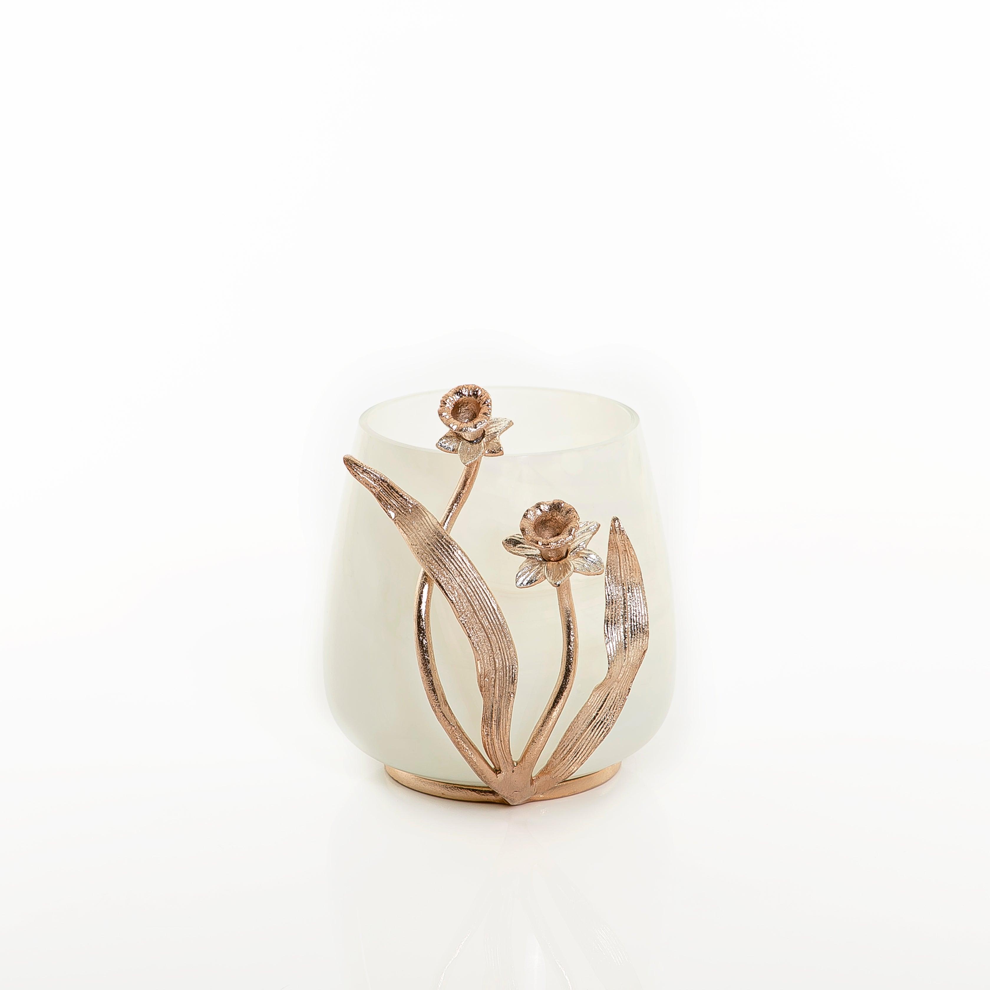 Glass Jar with Metal Base