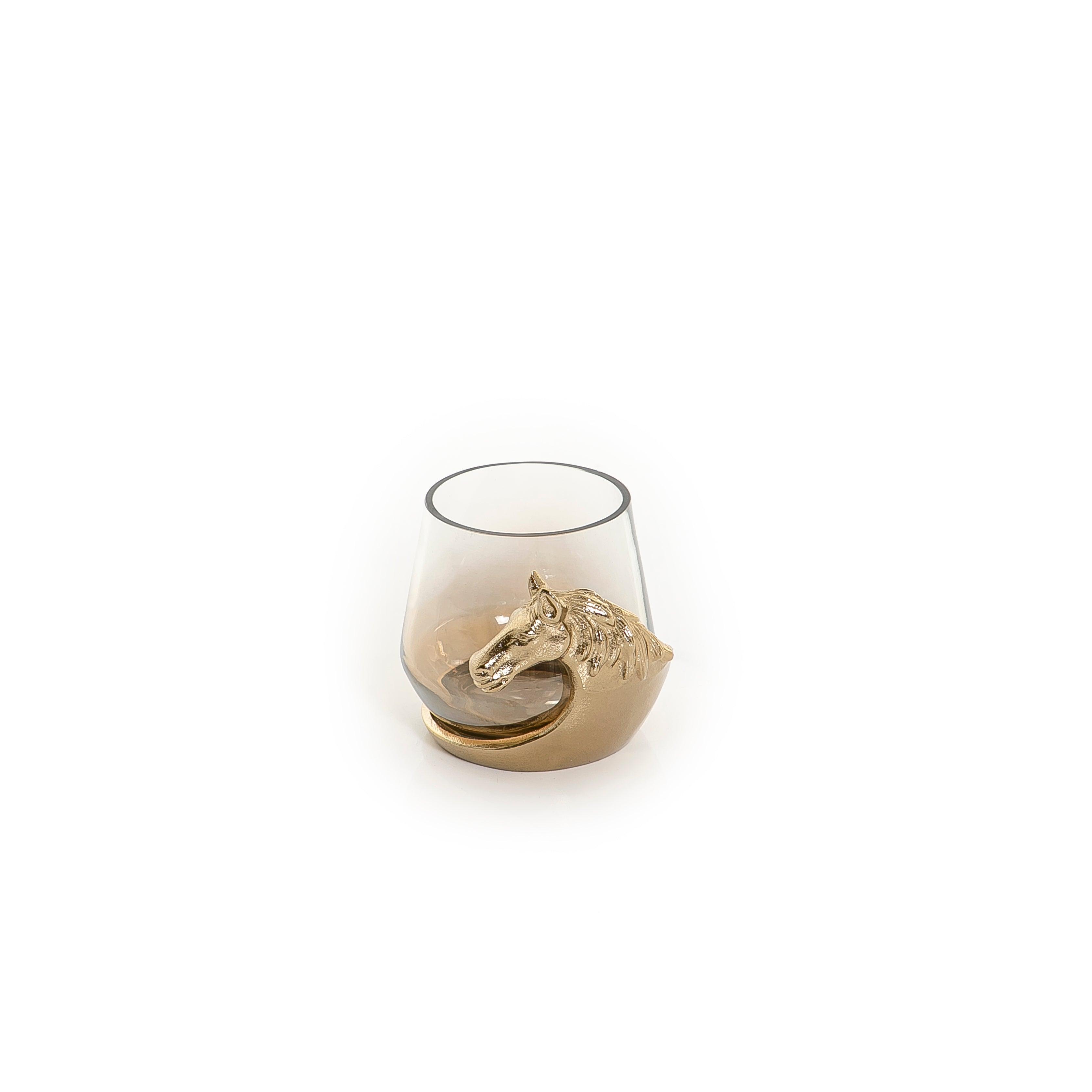 Glass Candle Holder with Metal Base