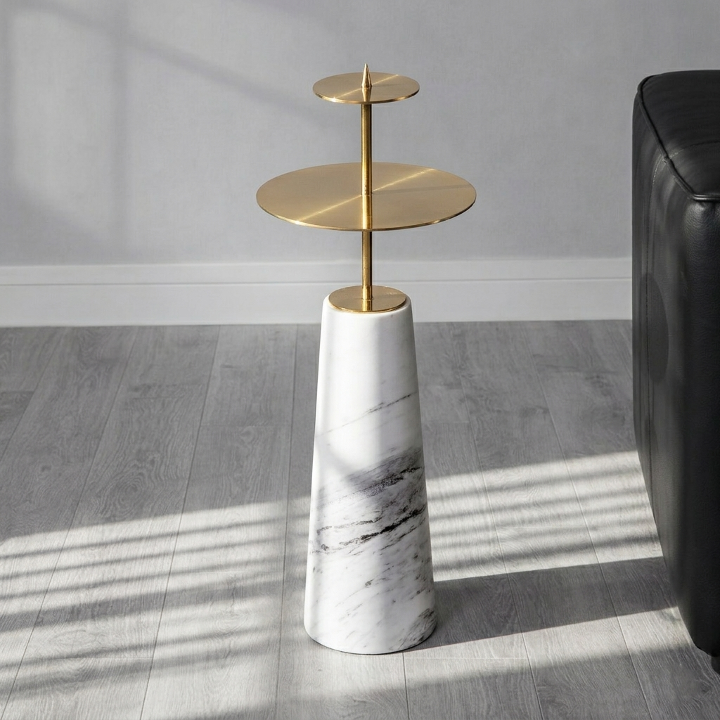 Modern Marble & Gold Accent Side Table