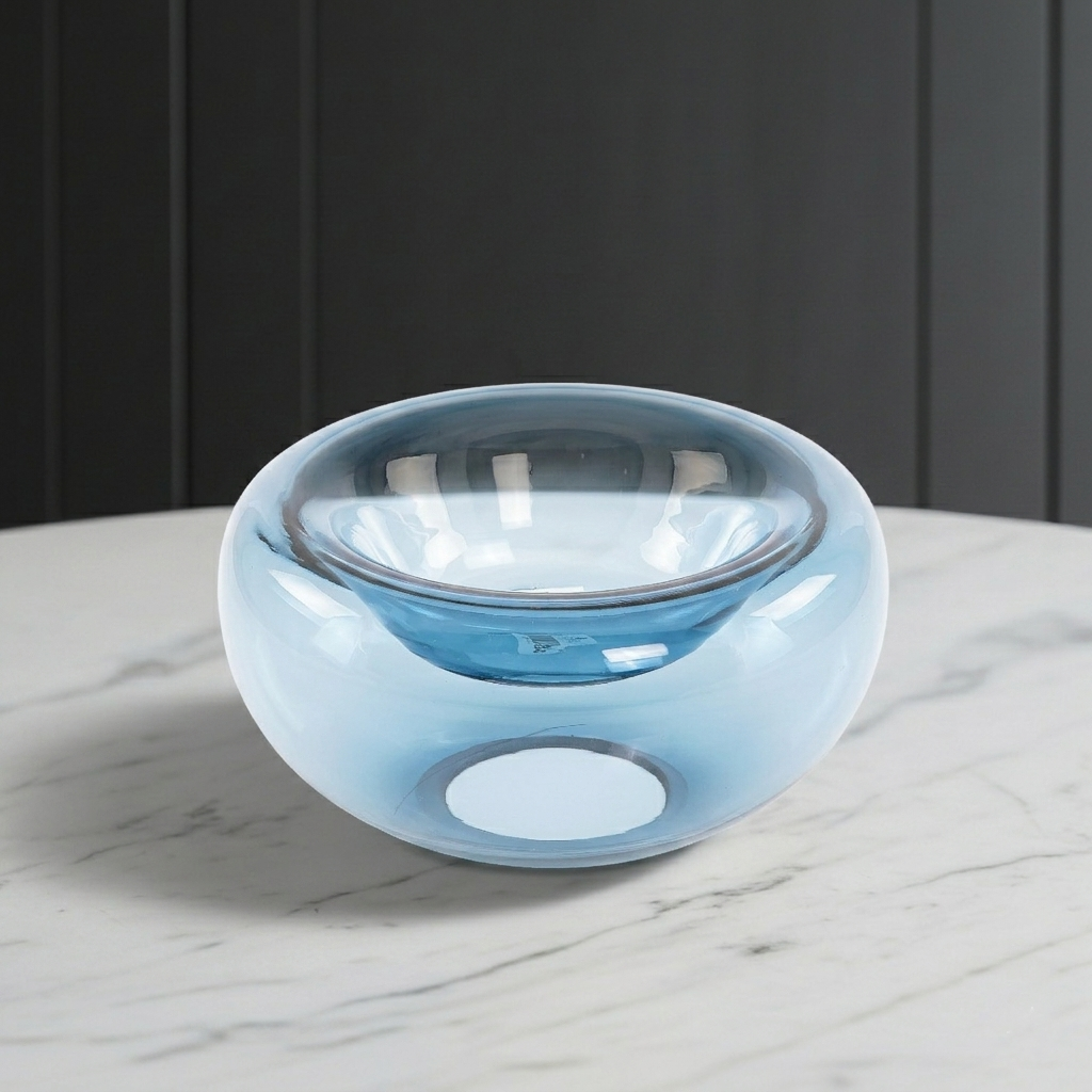 Glass Bowl in Blue Grey Color - Large