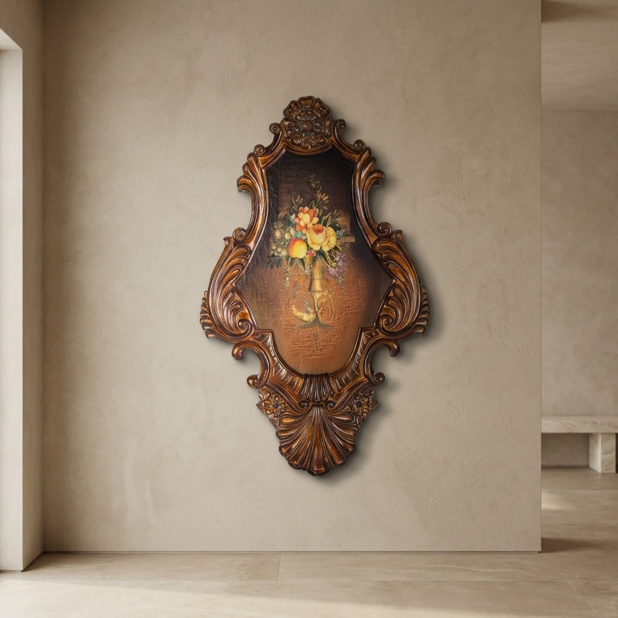 Wooden Wall Panel with Resin Frame & Candle Holders