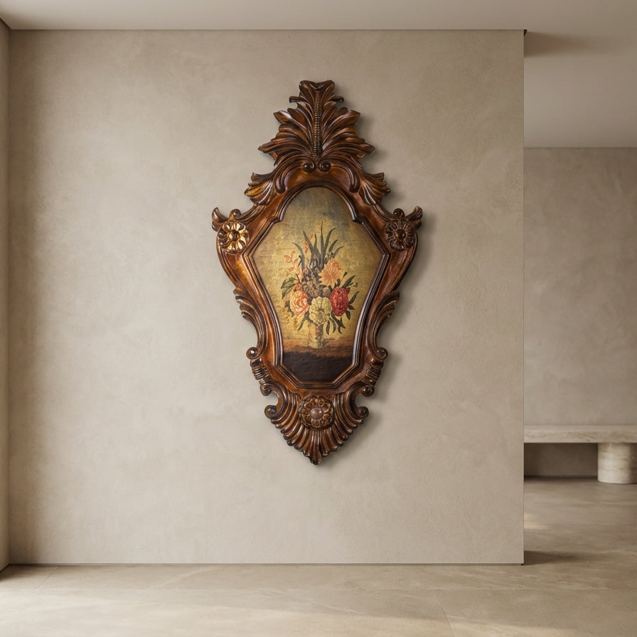 Wooden Wall Panel with Resin Frame & Candle Holders