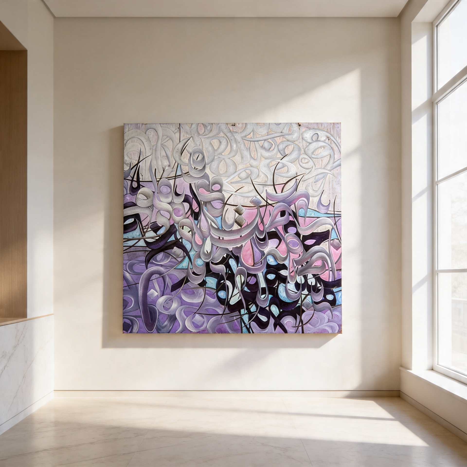 Abstract Swirling Multicolor Oil Wall Painting