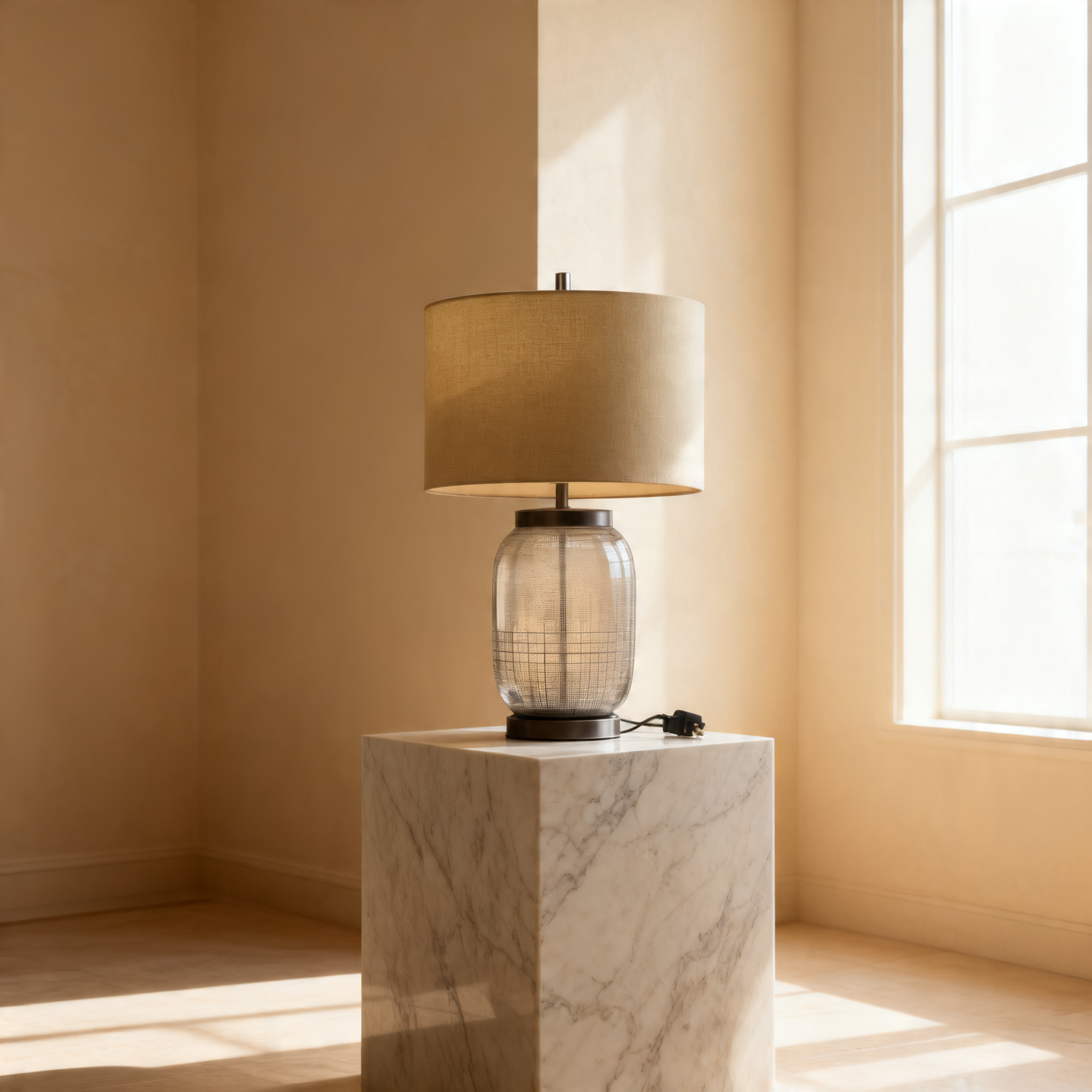 Textured Glass Base Table Lamp