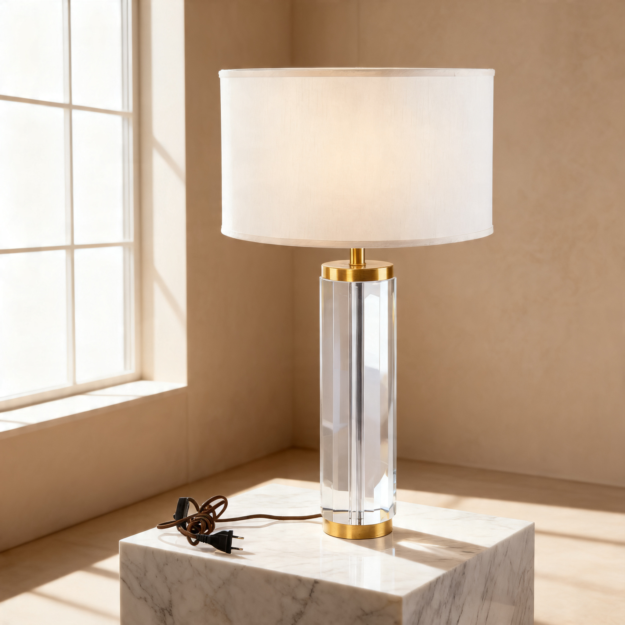 Clear Glass & Gold Accent Table Lamp