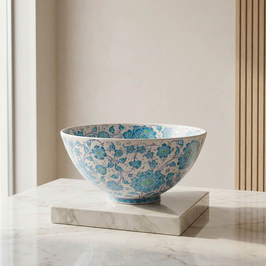 Handcrafted Ceramic Bowl with Floral Motifs