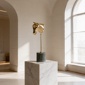 Golden Horse Head Elegance Sculpture With Marble Base