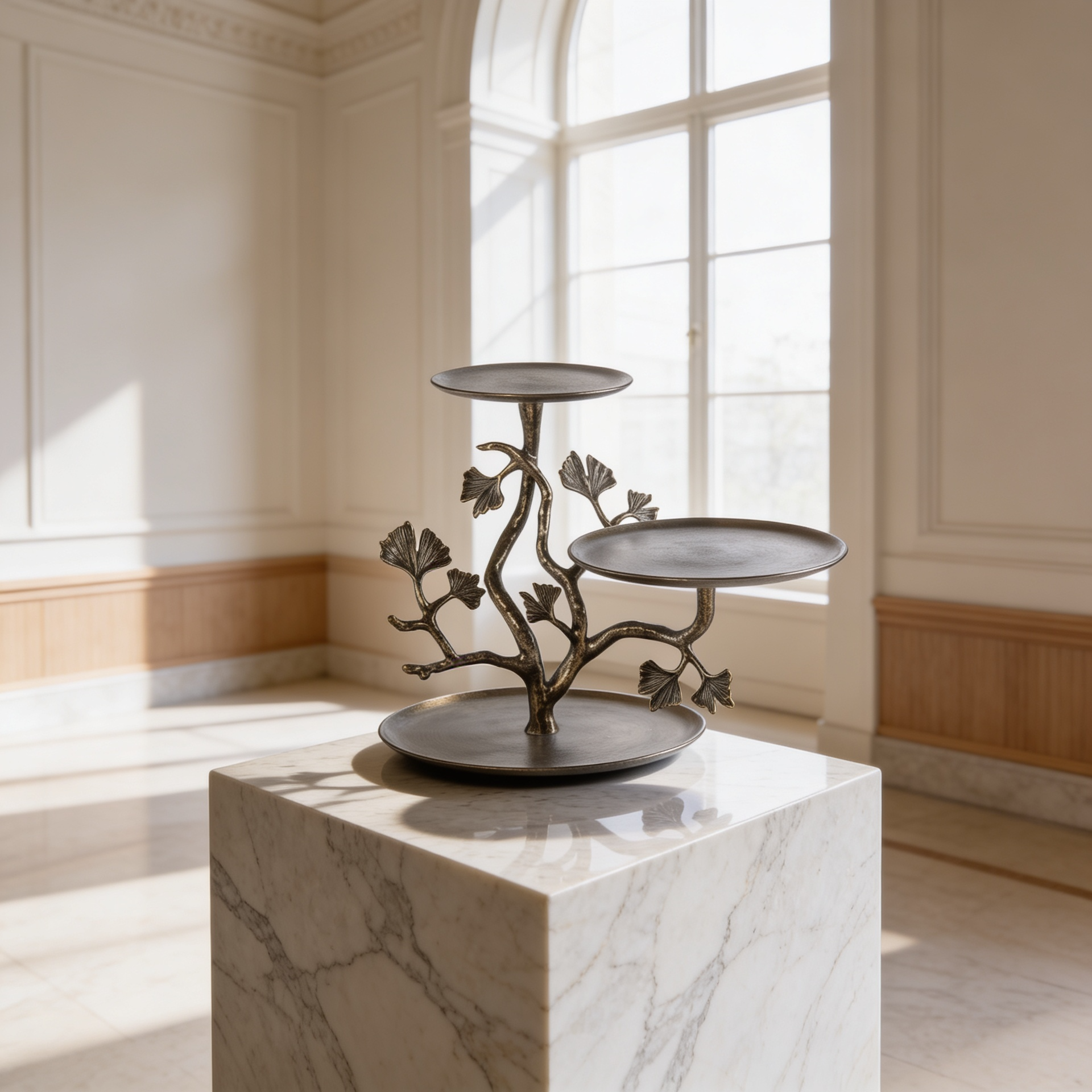 3-Tier Metal Stand with Branch Design