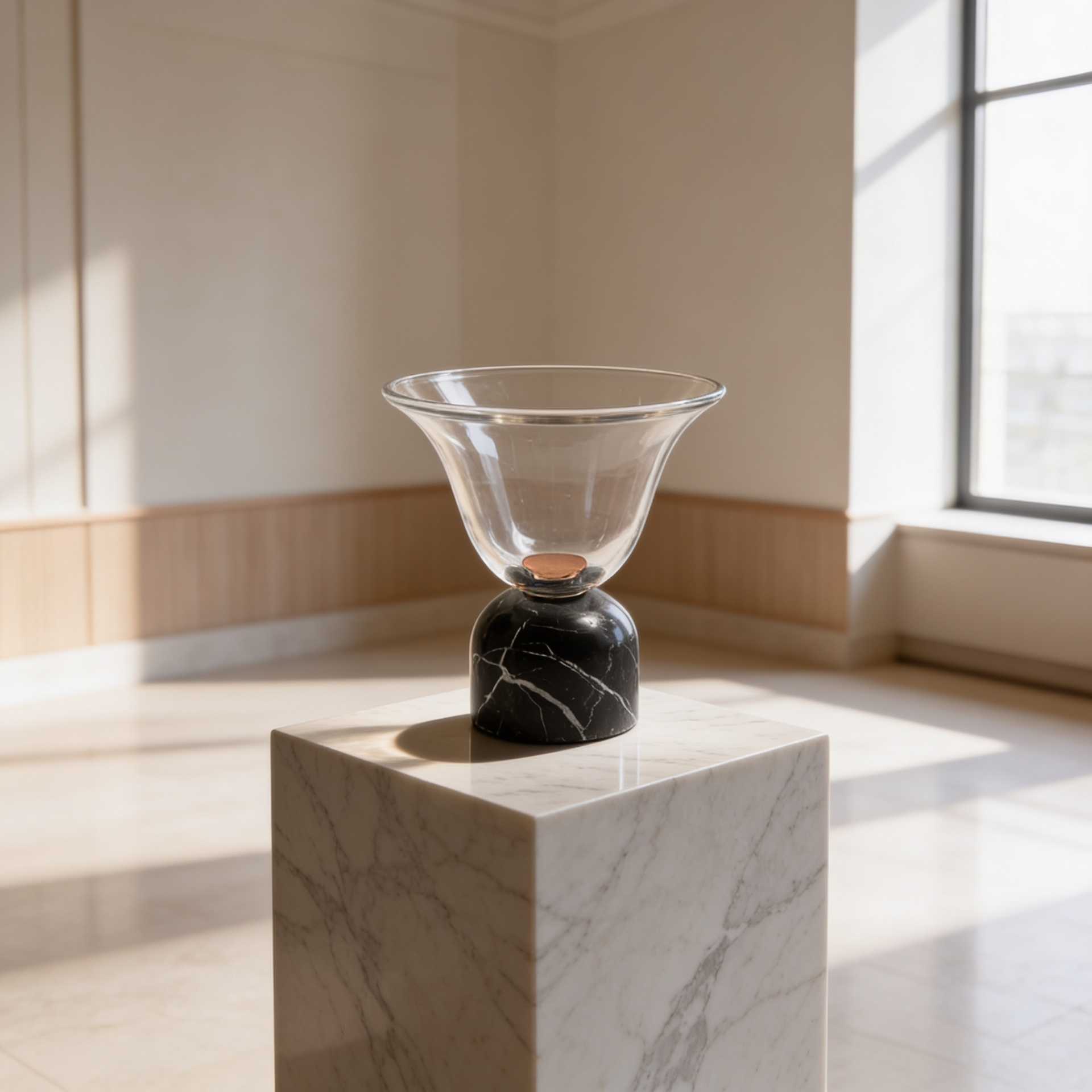 Glass Bowl with Marble Base