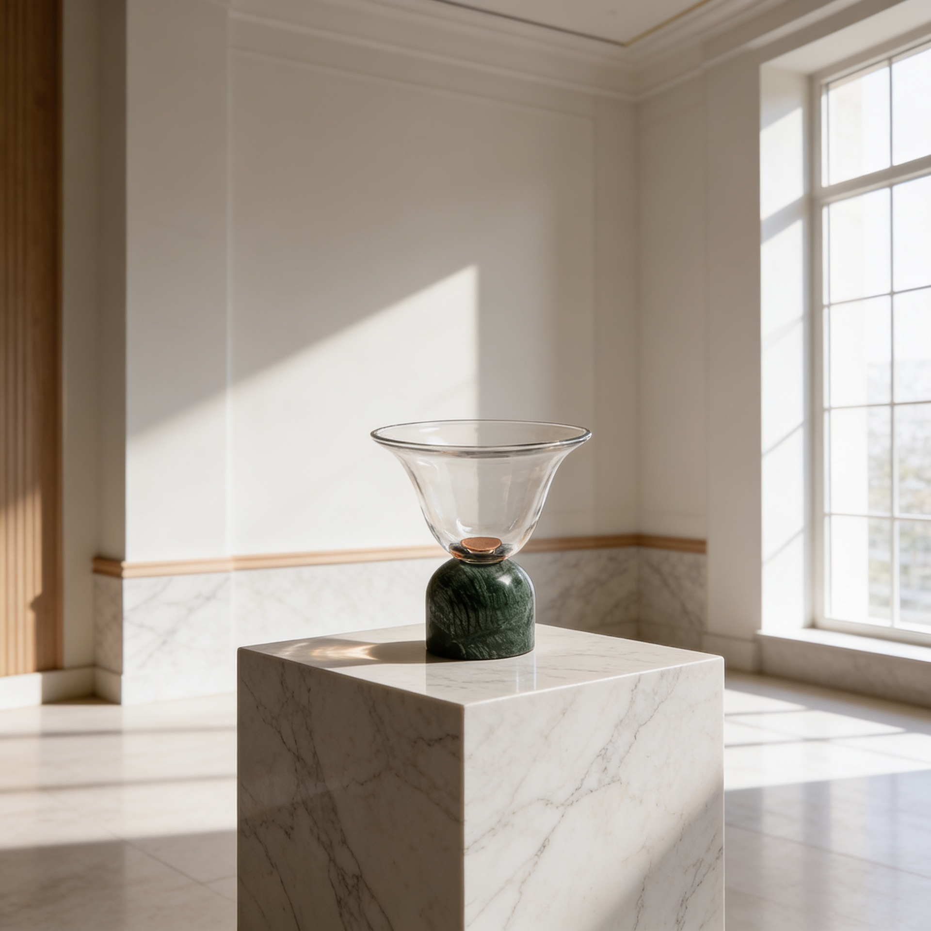 Glass Bowl with Marble Base