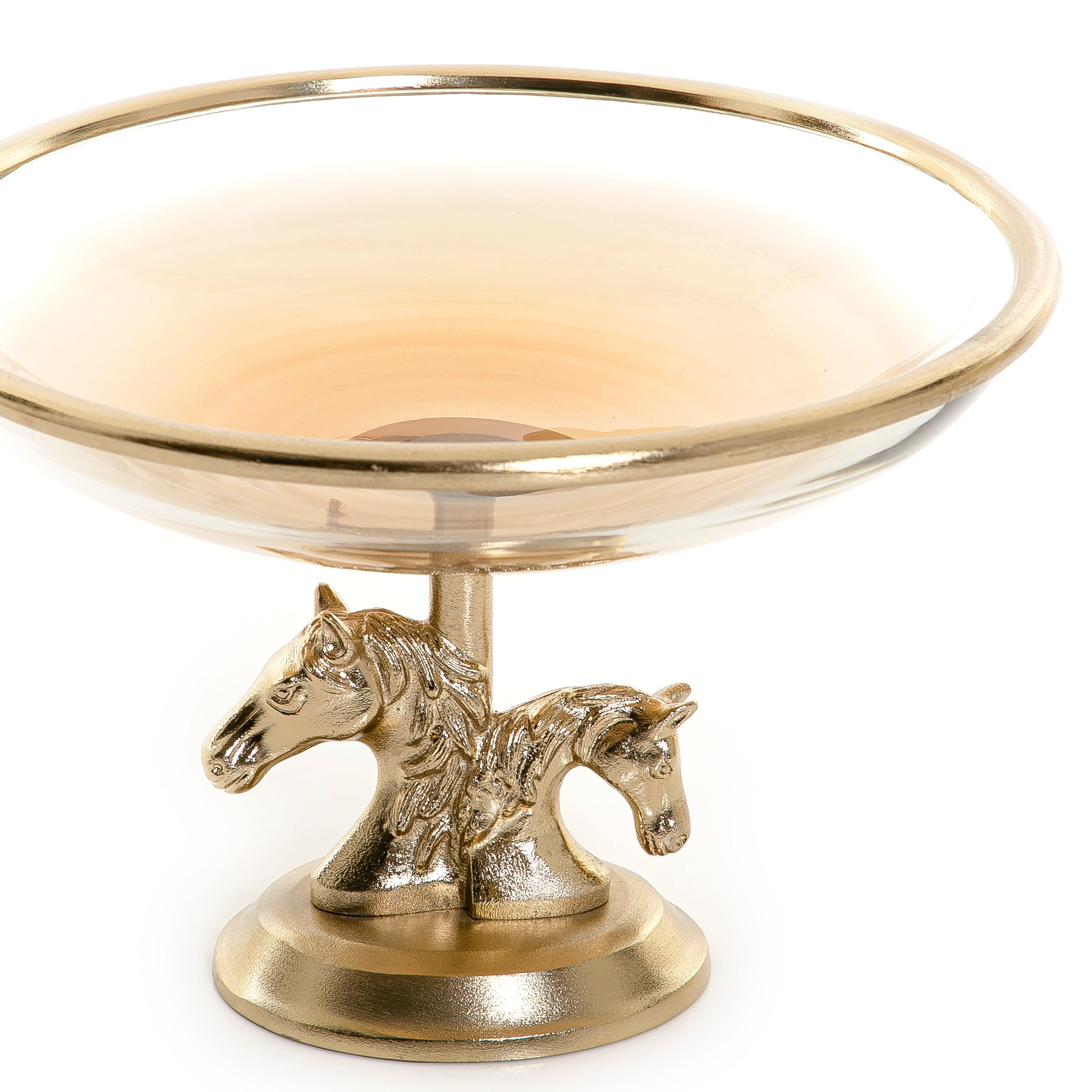 Glass Bowl with Metal Stand