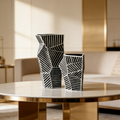 Modern Stripy in Black & White Ceramic Vase
