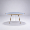 Modern Oval Coffee Table with Wooden Top