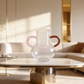 Clear Glass Decor Vase with Dual-Colored Handles
